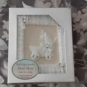White Baby Keepsake Photo Album - new in box - holds 100 photos